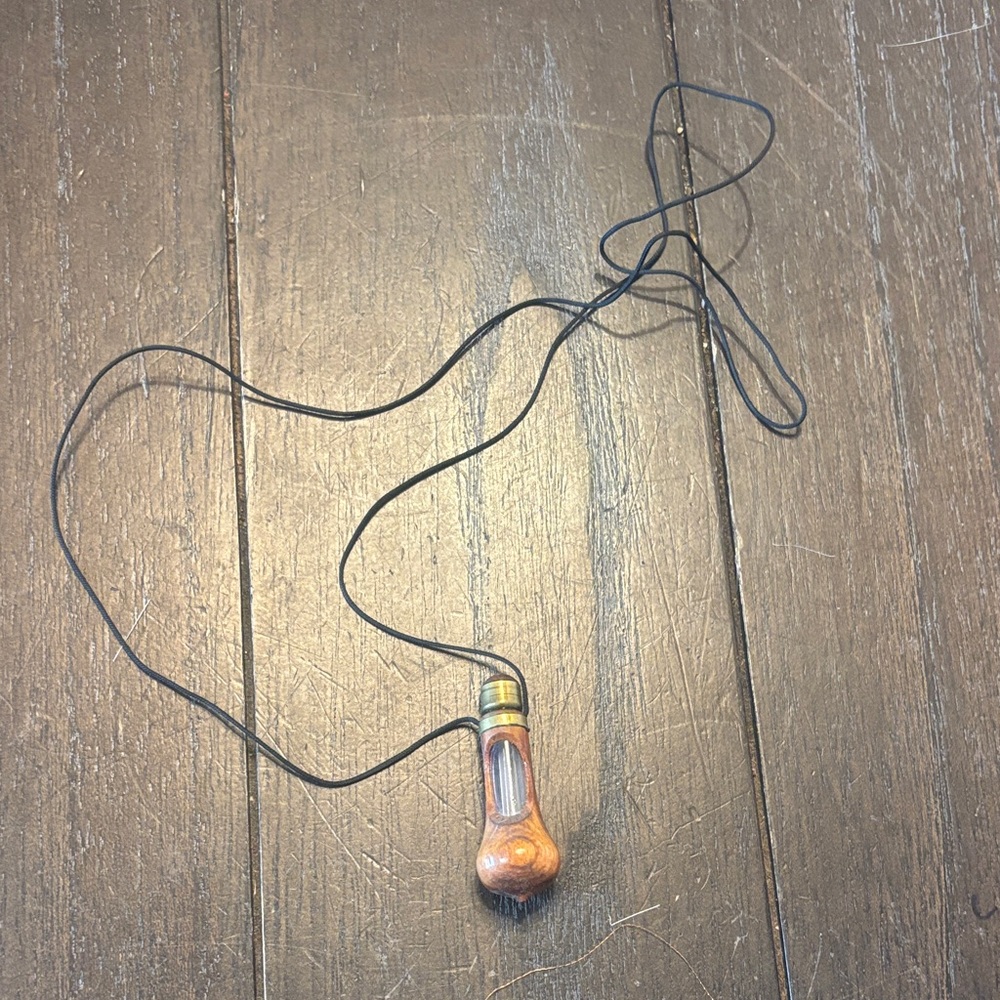 Wooden Pendant Necklace with Black Cord